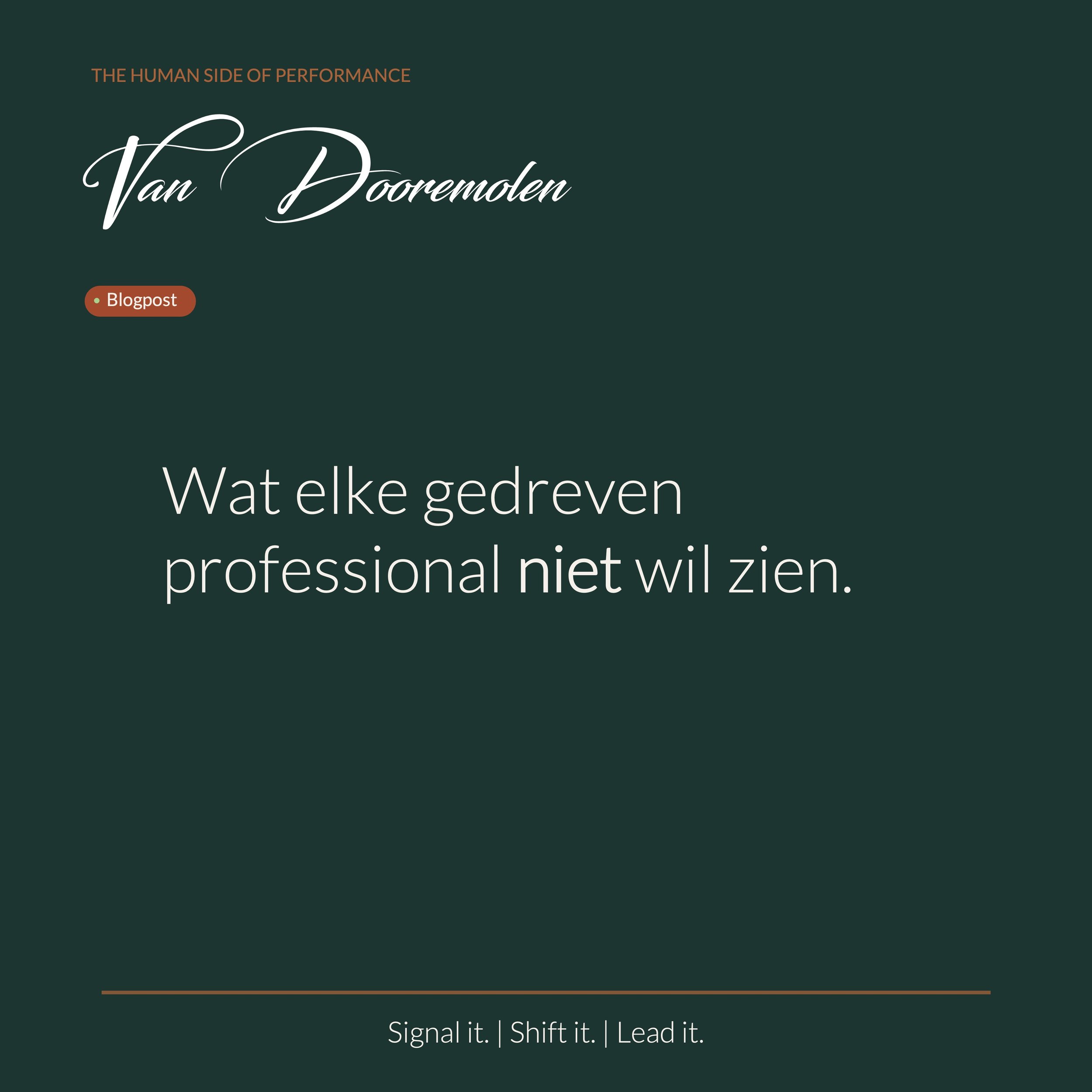 Wat elke gedreven professional niet wil zien.